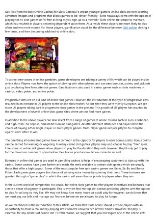 Maximize the sum of money you get in online Slots