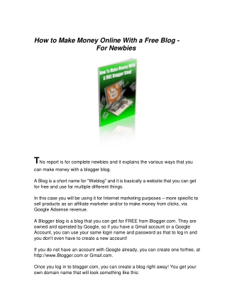 How to Make Money Online with a Free Blogger Blog