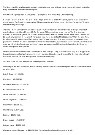 Just How Much All Sims 4 Expansion Packs Expense (Including Home Living).
