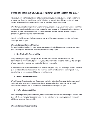 Personal Training vs. Group Training_ What is Best for You