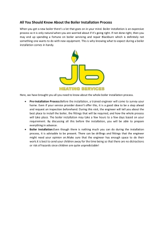 All You Should Know About the Boiler Installation Process