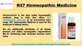 R27 Homeopathic Medicine, Dr Reckweg R27