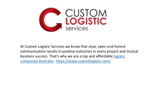 Affordable Logistic Companies Australia