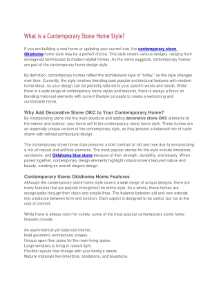 What is a Contemporary Stone Home Style