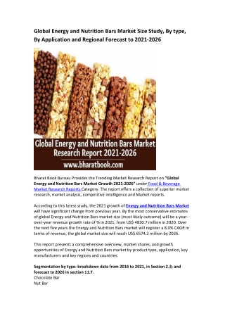 Global Energy and Nutrition Bars Market Research Report 2021-2026