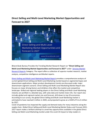 Direct Selling and Multi-Level Marketing Market
