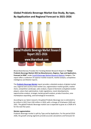 Global Probiotic Beverage Market Research Report 2021-2026