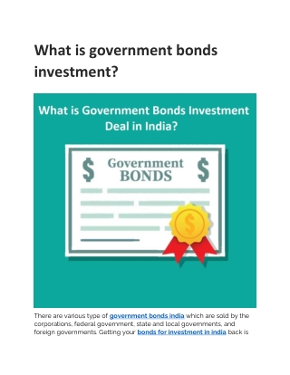 what is government bonds investment
