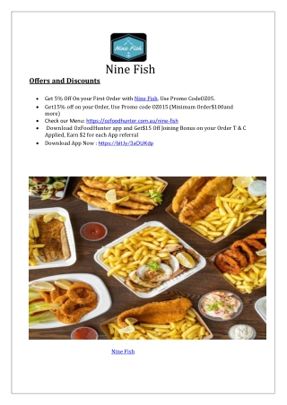 10% Off - Nine Fish Gymea Fish & Chips Restaurant Menu NSW