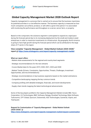 2021 Capacity Management Market Global Analysis Report