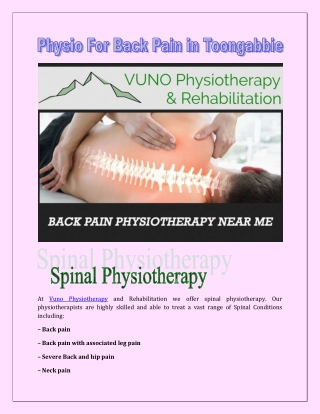 Physio For Back Pain in Toongabbie