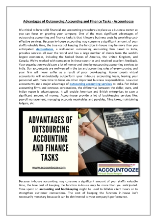 Outsourcing Accounting and Finance