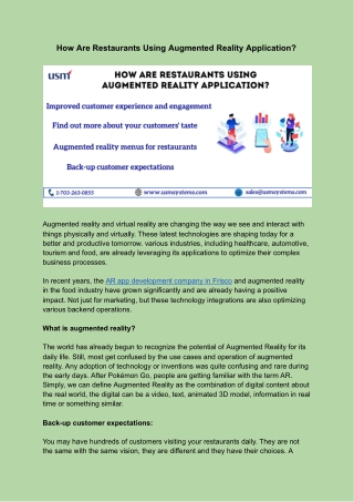 How Are Restaurants Using Augmented Reality Application