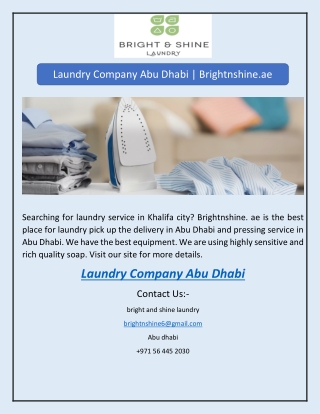 Laundry Company Abu Dhabi | Brightnshine.ae