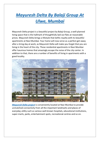 Mayuresh Delta By Balaji Group At Ulwe, Mumbai