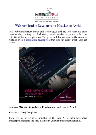 Web Application Development: Mistakes to Avoid