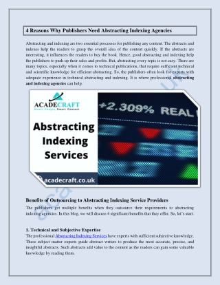 One of the Leading Abstracting Indexing Agencies in the UK