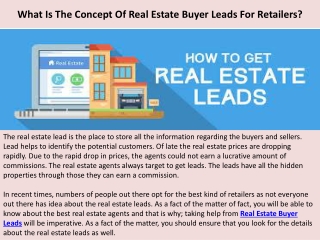 What Is The Concept Of Real Estate Buyer Leads For Retailers?