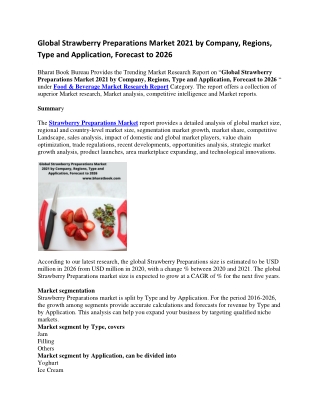 Global Strawberry Preparations Market 2021 by Company, Regions, Type and Application, Forecast to 2026-converted