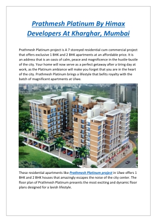 Prathmesh Platinum By Himax Developers At Kharghar