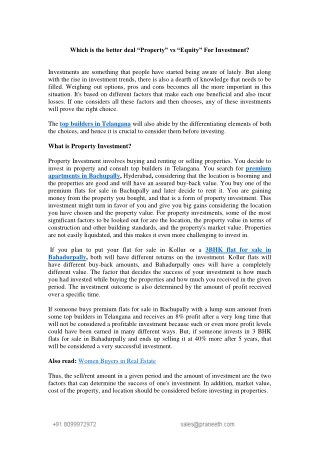 Which is the better deal “Property” vs “Equity” For Investment