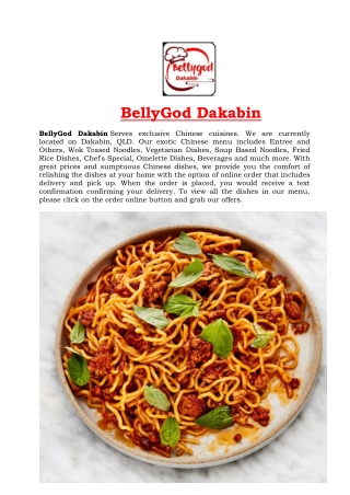 5% Off - Bellygod Dakabin Chinese Restaurant Delivery, QLD