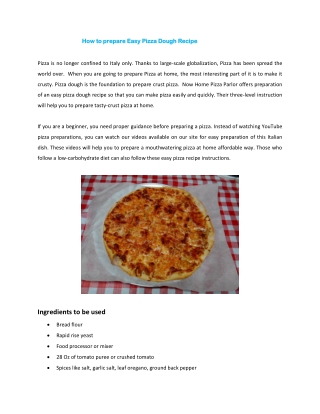 Easy pizza dough recipe