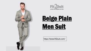 Beige Plain Men Suit