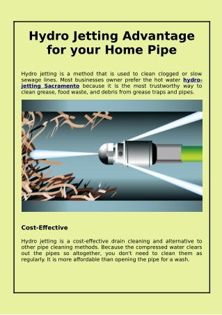 Hydro Jetting Advantage for your Home Pipe