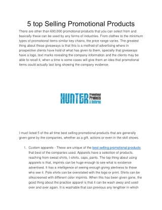 5 top Selling Promotional Products
