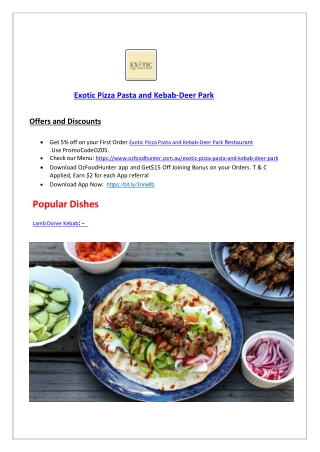 Exotic Pizza Pasta and Kebab Menu – 5% Off - Deer Park, VIC