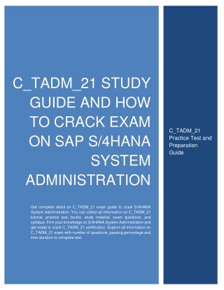 C_TADM_21 Study Guide and How to Crack Exam on SAP S4HANA System Administration