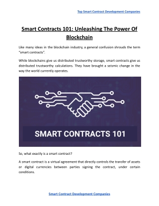 Smart Contracts 101_ Unleashing The Power Of Blockchain
