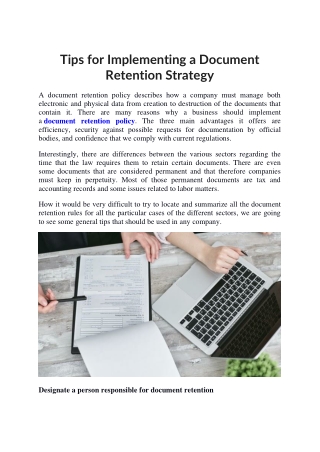 Tips for Implementing a Document Retention Strategy