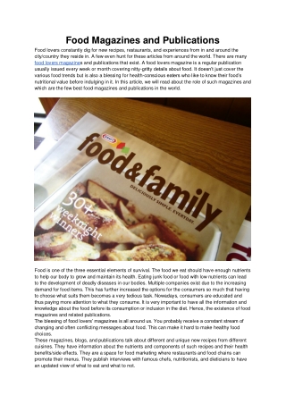 Food Magazines and Publications