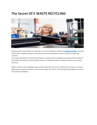 The Secret Of E WASTE RECYCLING-converted