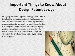 Important Things to Know About Design Patent Lawyer