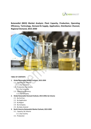 Butanediol (BDO) Market Size, Share, Industry Trends, 2030