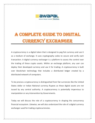 A Complete Guide to Digital Currency Exchanger