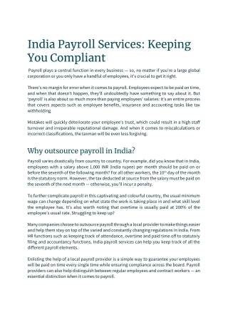 India Payroll Services Keeping You Compliant