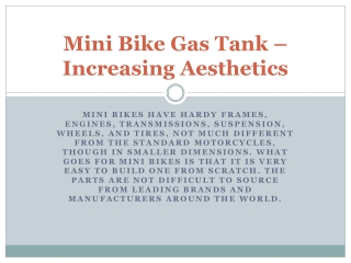 Mini Bike Gas Tank – Increasing Aesthetics