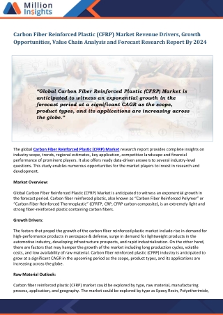 Carbon Fiber Reinforced Plastic (CFRP) Market