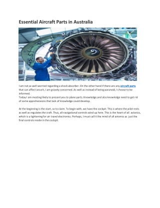 Essential Aircraft Parts in Australia