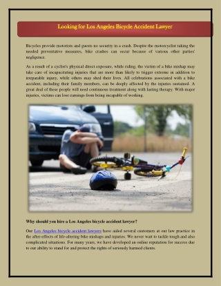 Looking for Los Angeles Bicycle Accident Lawyer