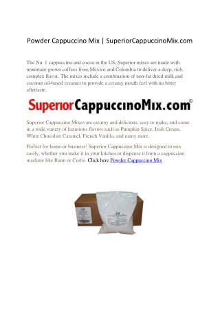 Powder Cappuccino Mix -SuperiorCappuccinoMix.com