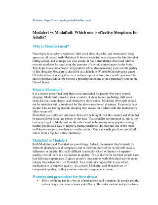 Modalert vs Modafinil: Which one is effective Sleepiness for Adults?