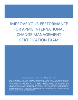 Improve Your Performance for APMG International Change Management Certification Exam