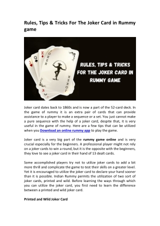 All about the Joker Card in a Rummy game-converted