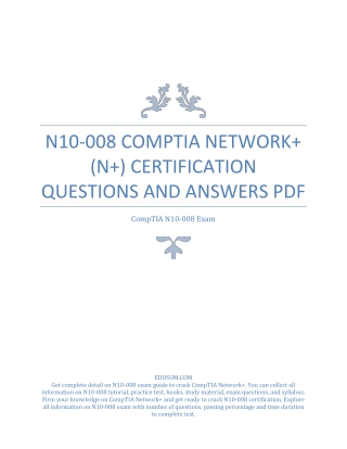 N10-008 CompTIA Network  (N ) Certification Questions and Answers PDF