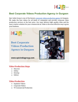 Best Corporate Videos Production Agency in Gurgaon